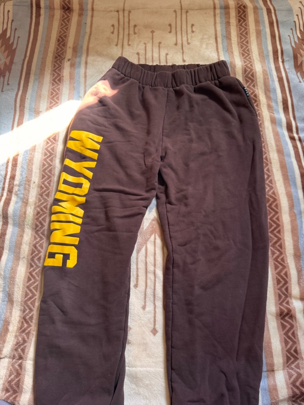Hype Brown Sweatpants with Yellow WYOMING Lettering